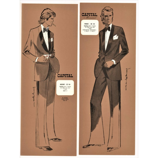Fun-1970s Men's Formal Wear (Tuxedo) Fashion Designs - a Pair For Sale - Image 4 of 4