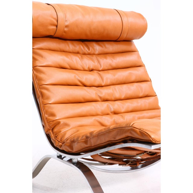 Metal Cognac Leather Highback Ari Armchairs by Arne Norell, Denmark, 1960s, Set of 2 For Sale - Image 7 of 15