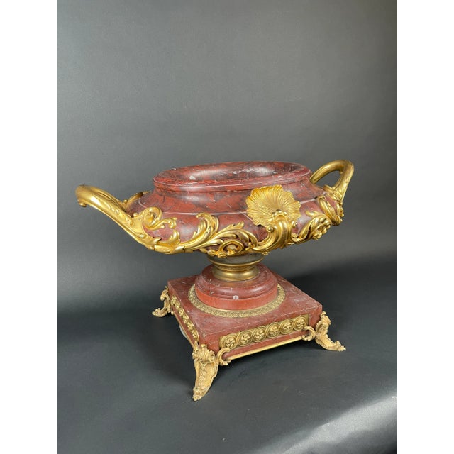 19th Century French Ormolu Mounted Rouge Marble Centerpiece For Sale - Image 4 of 8