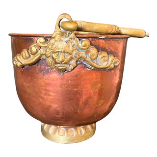 19th Century French Hammered Copper & Brass Footed Ice Bucket / Planter / Wine Cooler, Circa 1890 For Sale