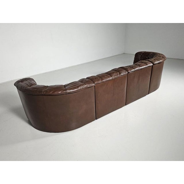 1970s DS-11 Sectional Patchwork Sofa in Light Brown Leather from de Sede, 1970s, Set of 4 For Sale - Image 5 of 11