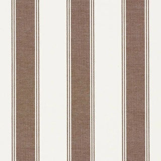 Sample - Schumacher X Veere Grenney Rafe Stripe Fabric in Berber Brown For Sale
