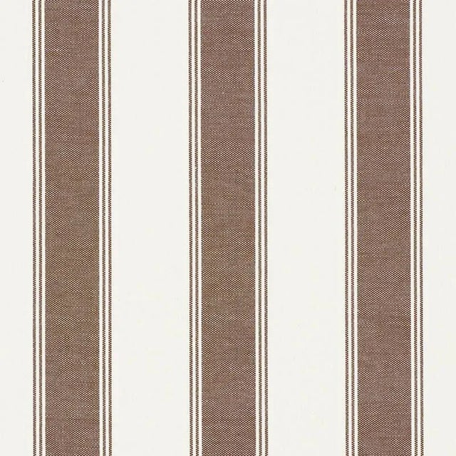 Sample - Schumacher X Veere Grenney Rafe Stripe Fabric in Berber Brown For Sale