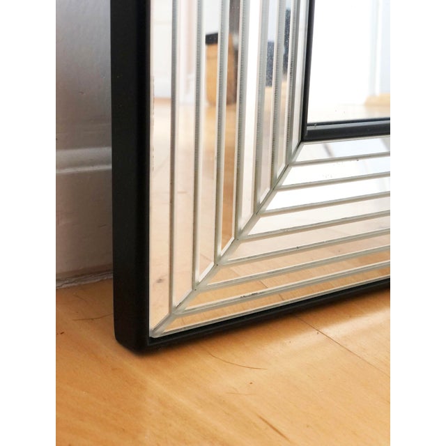 1980s Large Vintage Deknudt Beveled Panel Mirror – Silver and Black, Belgium, 1980s For Sale - Image 5 of 9