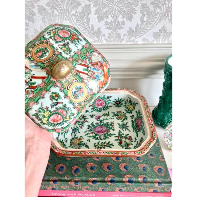 Ceramic Antique Rose Medallion Covered Tureen For Sale - Image 7 of 10