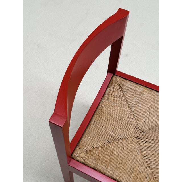 Red Stained Oak and Cane Chairs by Gerard Geytenbeek for ASZ Meubelen, Netherlands, 1960s, Set of 5 For Sale - Image 4 of 16