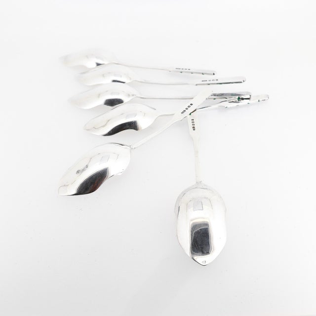 Set 6 Liberty & Co. Sterling Silver & Enamel Demitasse Spoons by Bernard Cuzner For Sale - Image 14 of 17