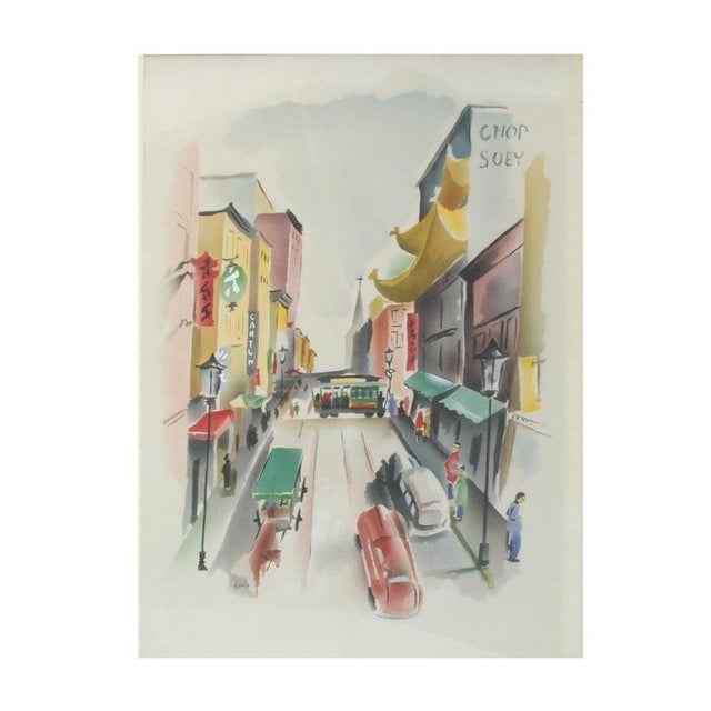 1940s Pair of Signed Benjamin Jorj Harris Airbrush San Francisco Cable Car Artworks For Sale - Image 5 of 9