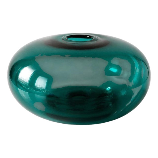 Large Emerald Green Art Glass Stockholm Donut Vase from Ikea, 1999 For Sale