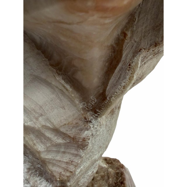 Pink 1980s Modernist Carved Pink Alabaster Emerging Face Sculpture by Bryan Ross For Sale - Image 8 of 8