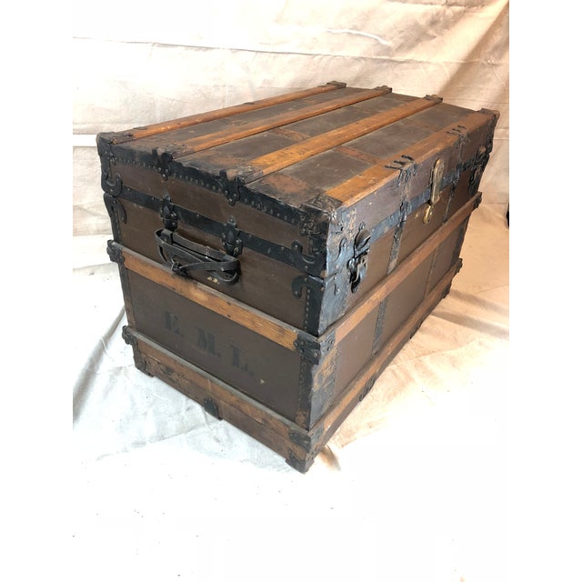Antique Semi Round Top Steamer Trunk With Dividers Chairish