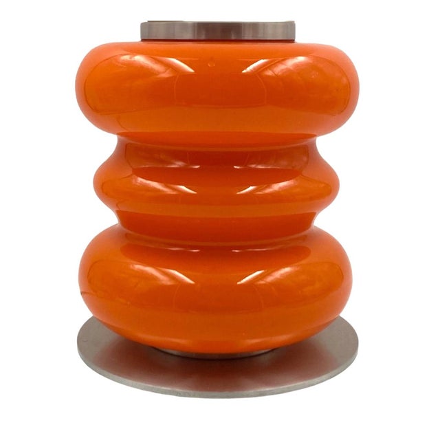 Glass Space Age Orange Murano Glass Table Lamp, Italy, 1970s For Sale - Image 7 of 10
