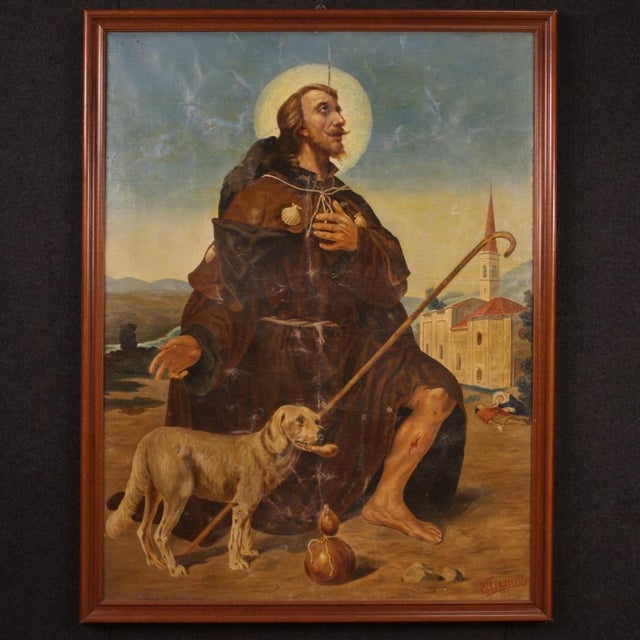 Italian Artist, Saint Roch, 1930, Oil on Canvas, Framed For Sale - Image 16 of 16