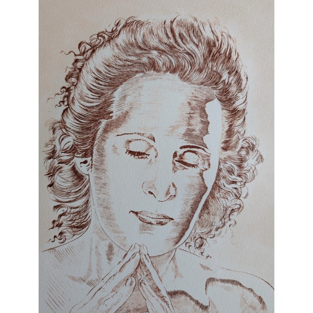 This delicate and introspective lithograph titled “Portrait of Gala” is a signed limited edition by Salvador Dalí, created...