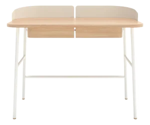 Iridescent White Metal Victor Desk in Natural Oak by Harto