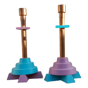 1980s Memphis Milano Postmodern Style Candlesticks - a Pair