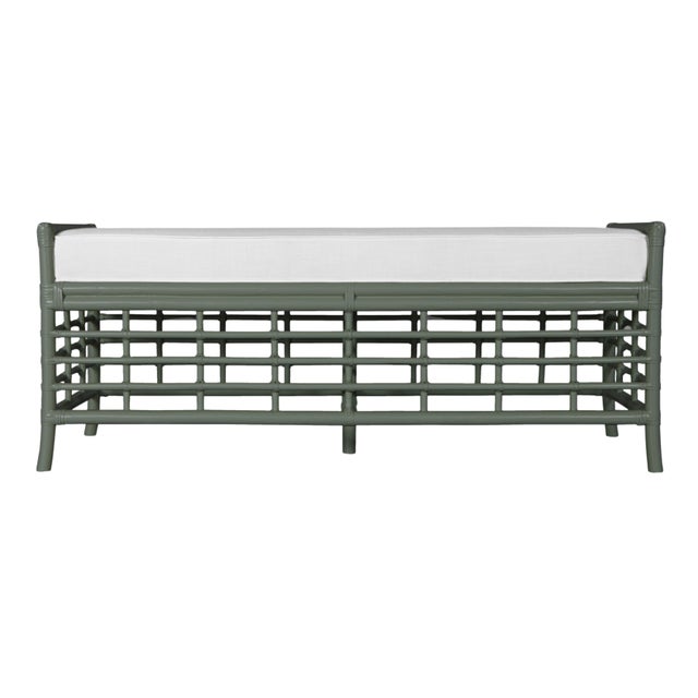 Wood Luna Bench - Evergreen For Sale - Image 7 of 7