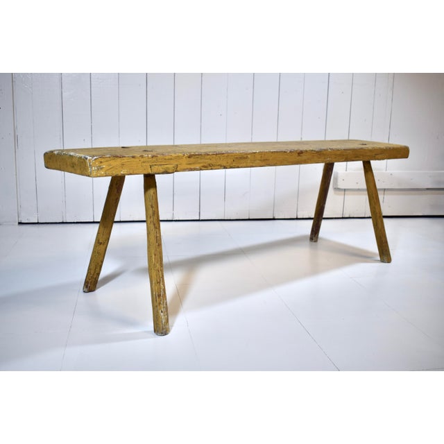 Rustic Splay Leg Primitive Mortis & Tenon Bench For Sale - Image 11 of 11