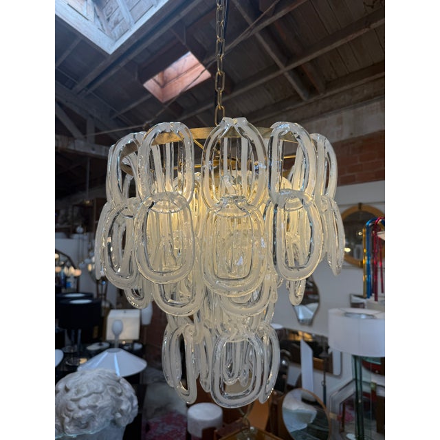 1970s Giogali Murano Glass Chandelier by Angelo Mangiarotti for Vistosi For Sale In Los Angeles - Image 6 of 13