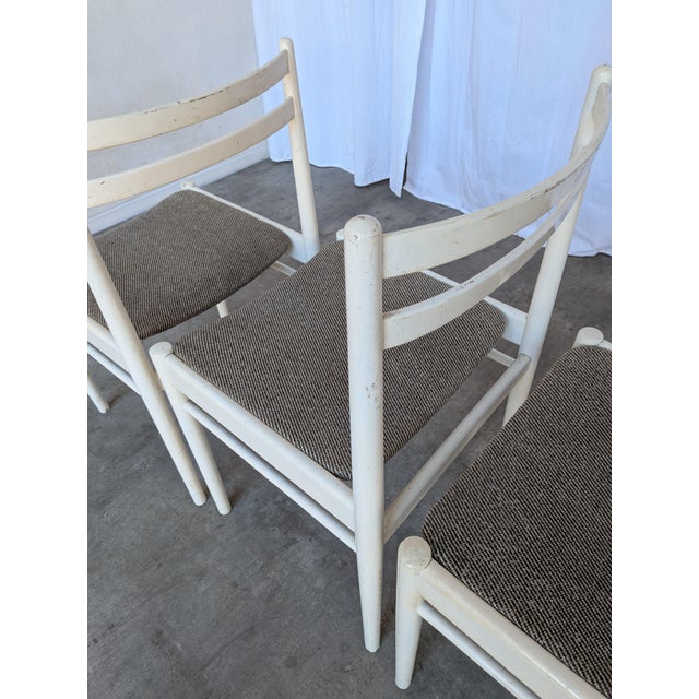 Vintage White Wooden Chair with Fabric Seat, 1970s For Sale - Image 10 of 18