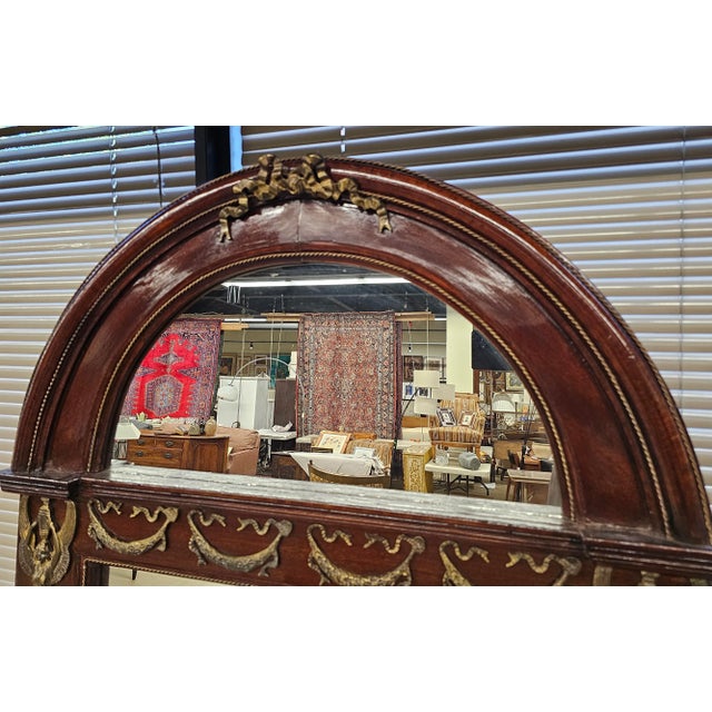 Monumental French Neoclassical Ormolu Mounted Mahogany Mirror For Sale - Image 4 of 9