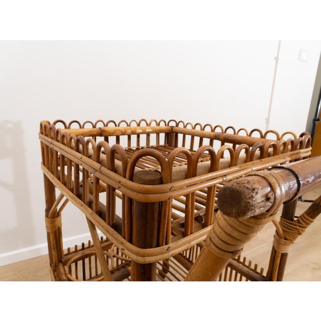 Wood Bamboo Trolley, 1960s For Sale - Image 7 of 8