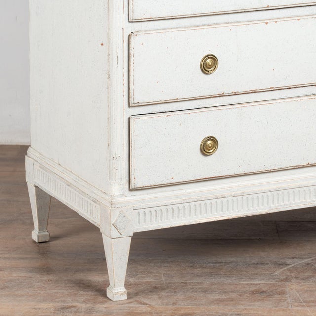 Early 19th Century Danish Gray Painted Pine Gustavian Chest of Five Drawers For Sale - Image 12 of 16