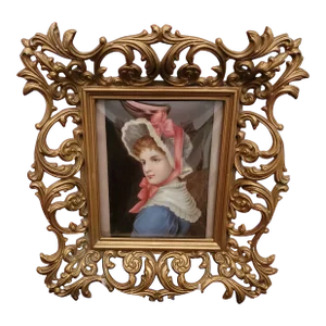Antique Kpm Plaque Style Hand Painted Porcelain of Lady