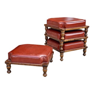 Mid-Century Traditional Stacking Footstool Hassocks by Ethan Allen - Set of 4 For Sale