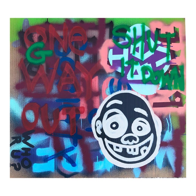 William Finlayson Jr. Acrylic on Cardboard Titled: “Shut it Down” 2018 For Sale