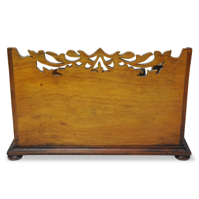 Victorian Oak Hand Crafted Letter Rack with Intricately Cut Art Nouveau Motifs, 1890s, Set of 4 For Sale - Image 5 of 13