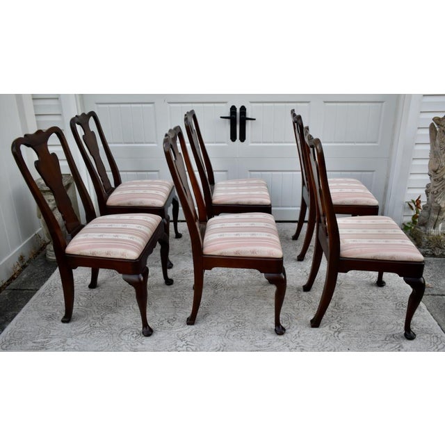 Vintage Statton-OldTowne Set of Six Queen Anne Style Cherry Side Dining Chairs For Sale In Philadelphia - Image 6 of 12