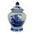 Chinese Blue & White Porcelain Covered Jar With Figural Warrior Scene For Sale