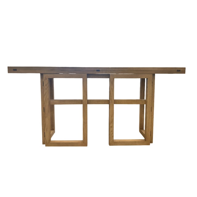 2020s Flip Top Console in Natural Oak Manufactured by EJ Victor For Sale - Image 5 of 12