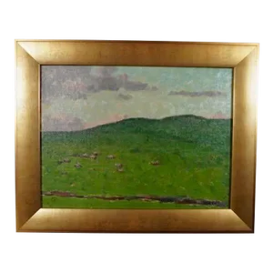 Frank Tolles Chamberlin 1873-1961 - Sheep Grazing on a Hillside Oil on Board