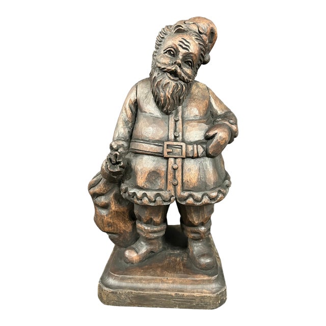 Carved Wood Santa Claus Sculpture Late @0th Century For Sale