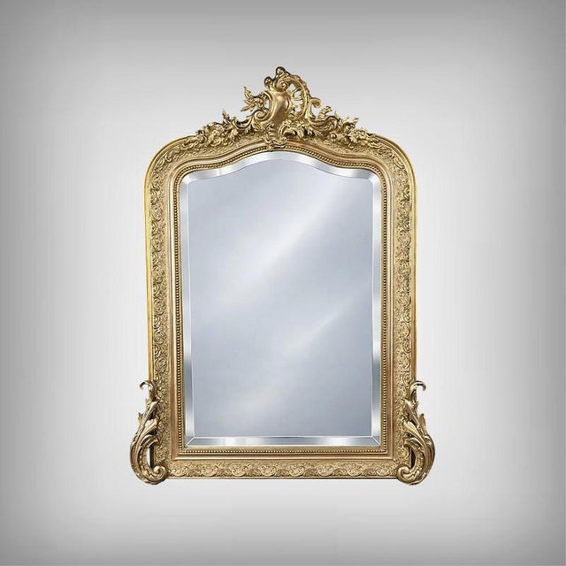 Beveled Mirror with Pediment, Louis Xv Style Second Half of the 19th Century For Sale - Image 12 of 12