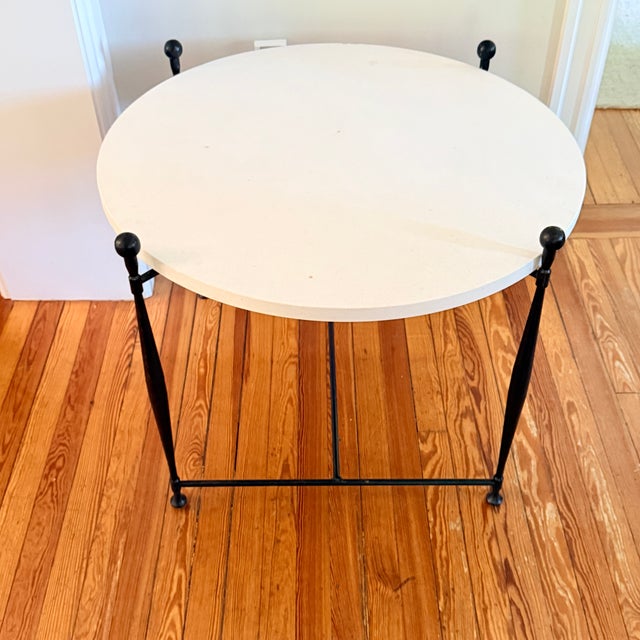 Hickory Chair Ionia Side Table With Round Stone Top For Sale - Image 10 of 11