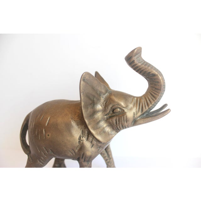 Metal Vintage Brass Elephant Figurine For Sale - Image 7 of 8