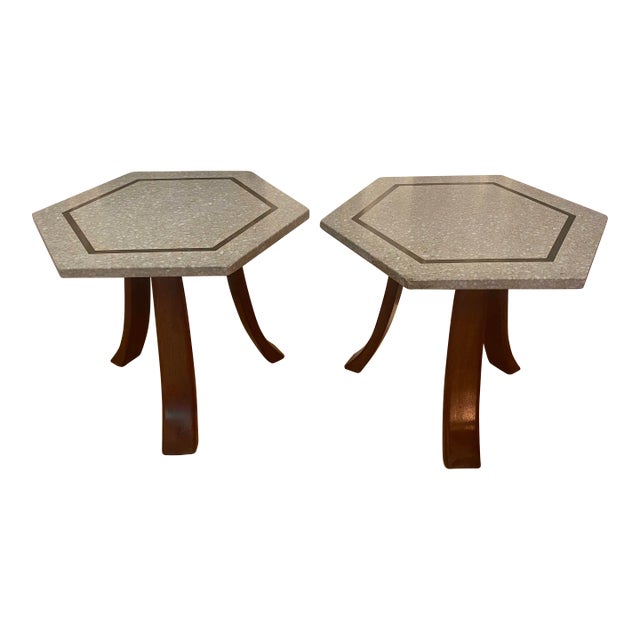 1950s Harvey Probber Hexagon Terrazzo Side Table For Sale