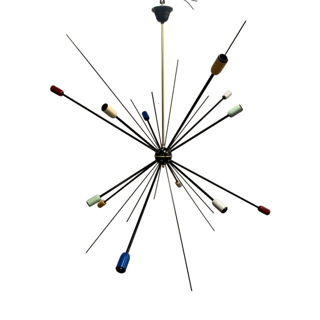 Vintage Black Sputnik Hanging Lamp, 1949 For Sale
