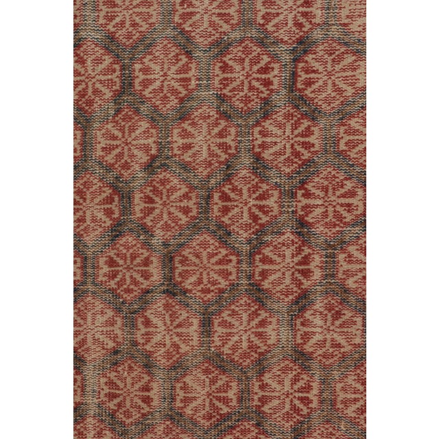 Vintage Distressed Runner Rug, Rust-Blue Geometric Floral Pattern - Rug & Kilim For Sale In New York - Image 6 of 8