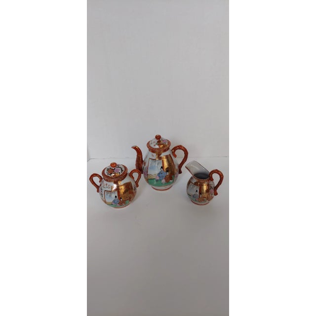 Vintage Asian Tea Pot, Covered Sugar Bowl, and Creamer Set- 3 Pieces For Sale - Image 12 of 12