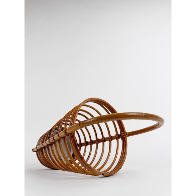 1960s Vintage Italian Rattan Umbrella Stand by Tito Agnoli, 1960s For Sale - Image 5 of 18