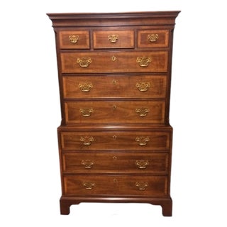Vintage Henredon Chest on Chest, Banded Tall Chest For Sale