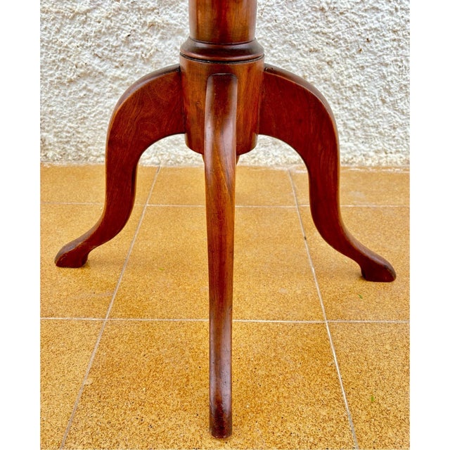Wood Mid Century Walnut With Marquetry Round Side Table, 1950s For Sale - Image 7 of 9