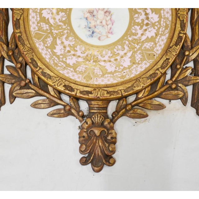 Porcelain Cherub Plates with Gilt Frames, Set of 2 For Sale - Image 4 of 13