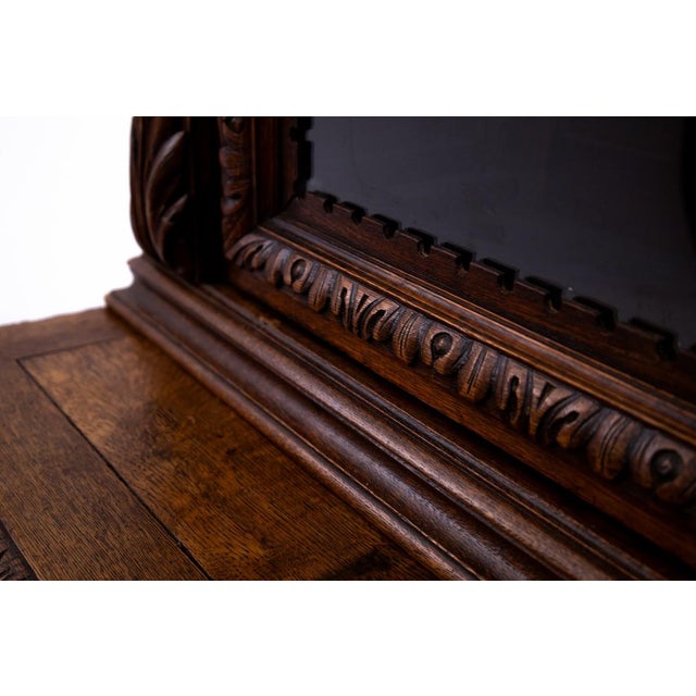 Antique French Neo-Renaissance Carved Oak Bookcase, 1880 For Sale - Image 11 of 18