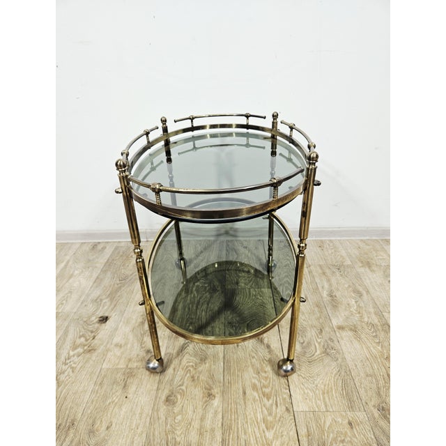 Vintage French Brass Serving Bar Cart, 1960s For Sale - Image 10 of 18