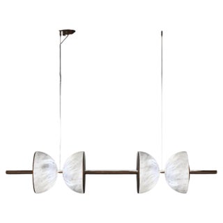 Ermes Ruggine Of Florence And Alabaster Pendant Light 2 by Alabastro Italiano For Sale